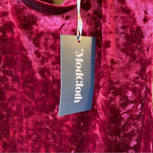 Modcloth Crushed Red Velvet Mini Dress - Size Medium - Picture 6 of 12